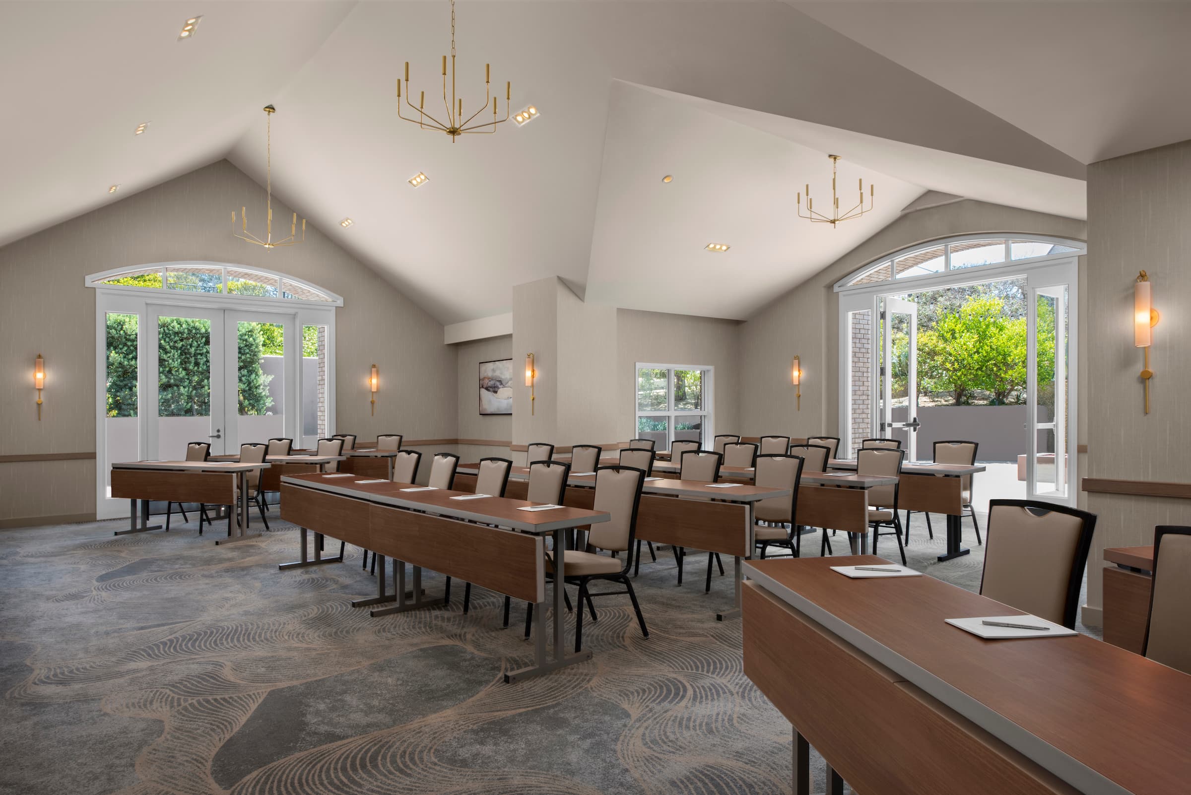 Meeting space with tables at L'Auberge Del Mar in Del Mar, California