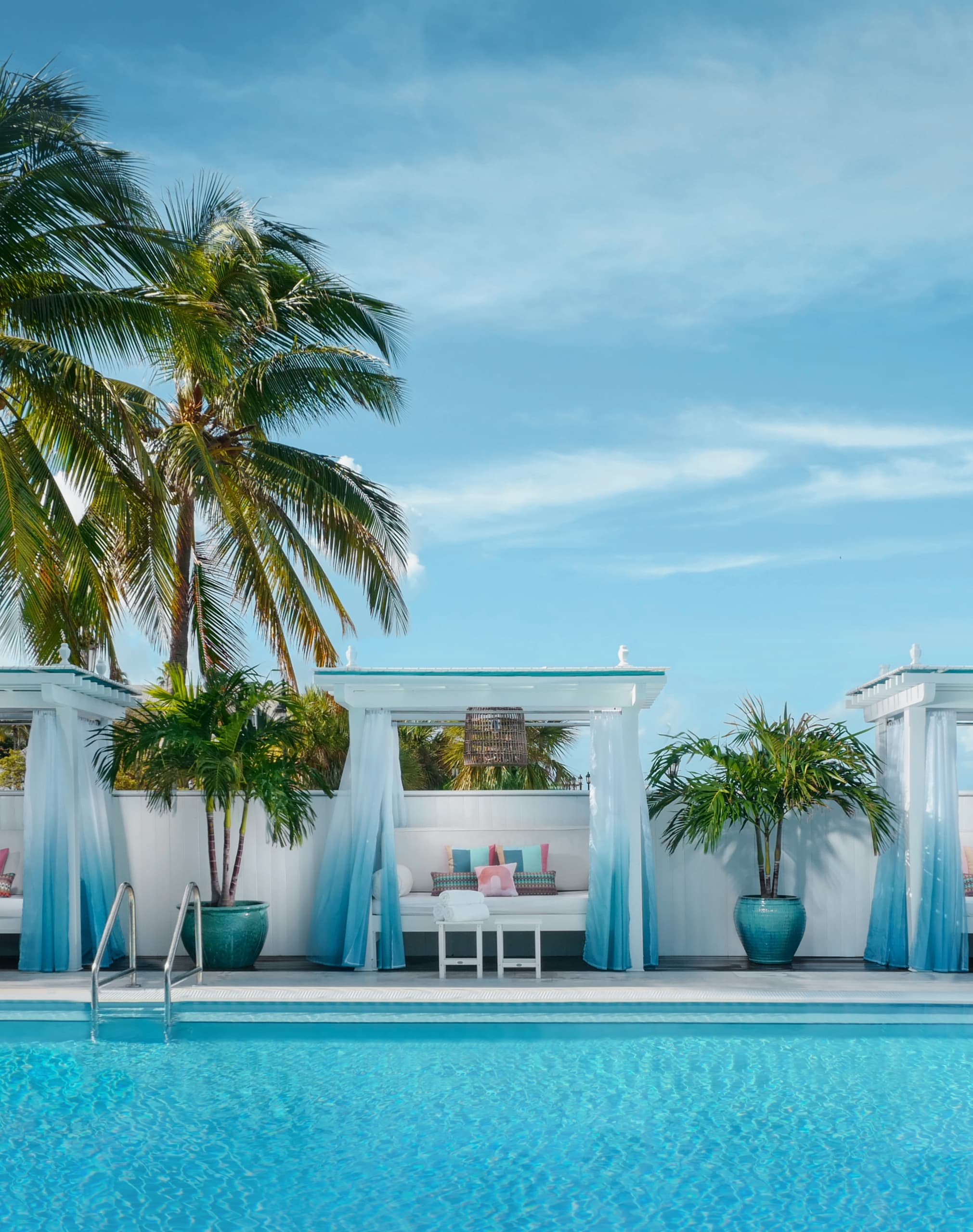 Cabanas next to the Reagan pool at the Ocean Key Resort & Spa in Key West, Florida