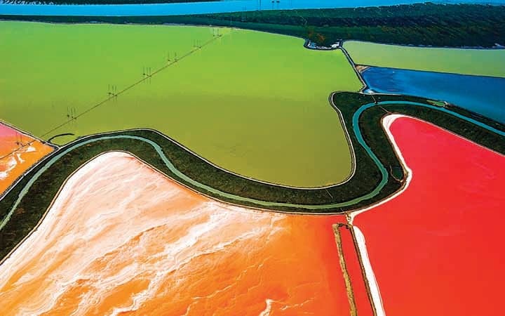 Multi-colored salt ponds of San Francisco