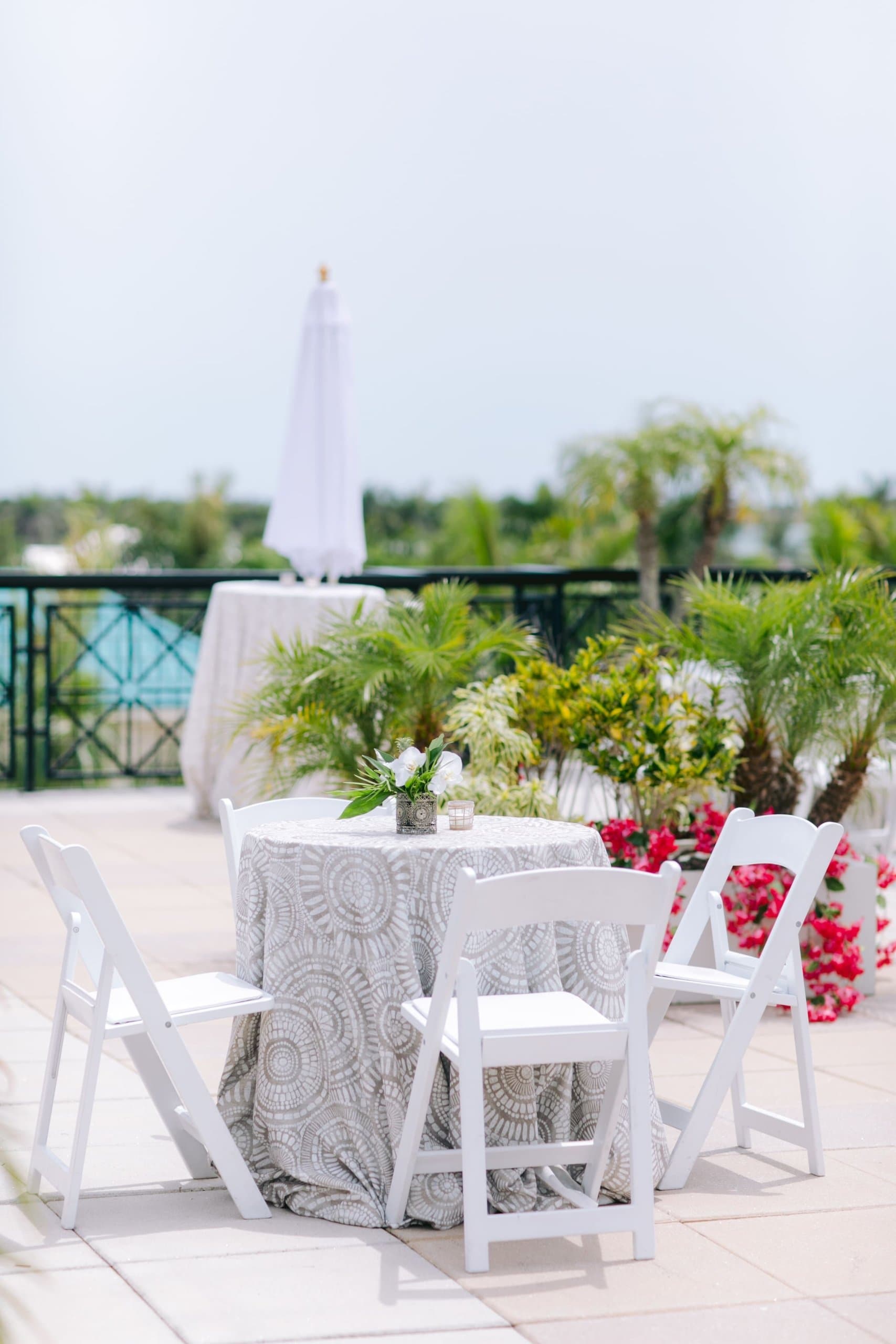 Round table for four on the Inn Rooftop