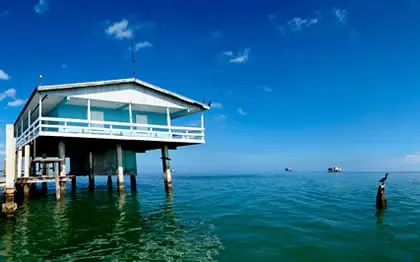 A Stiltsville building in the middle of the water in Miami