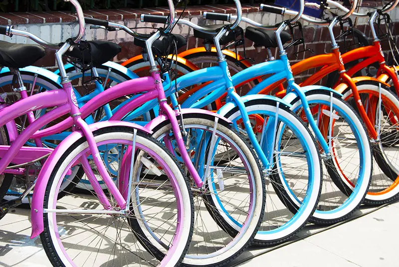 Bikes parked for use on the Marvin Braude bike trail