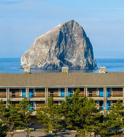 Haystack Rock In Front Of Inn At Cape Kiwanda