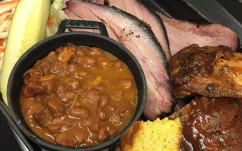 Chef Thomas Hartwell's BBQ Brisket with Baked Beans and Cheddar Corn Bread