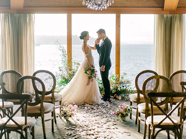 Bride And Groom At Edgewater.