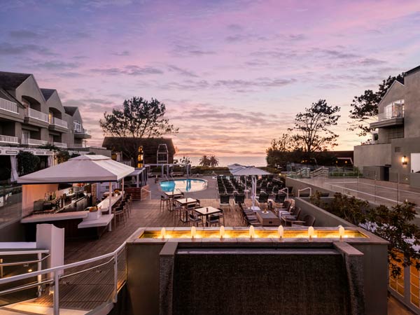 LAuberge Patio At Sunset.