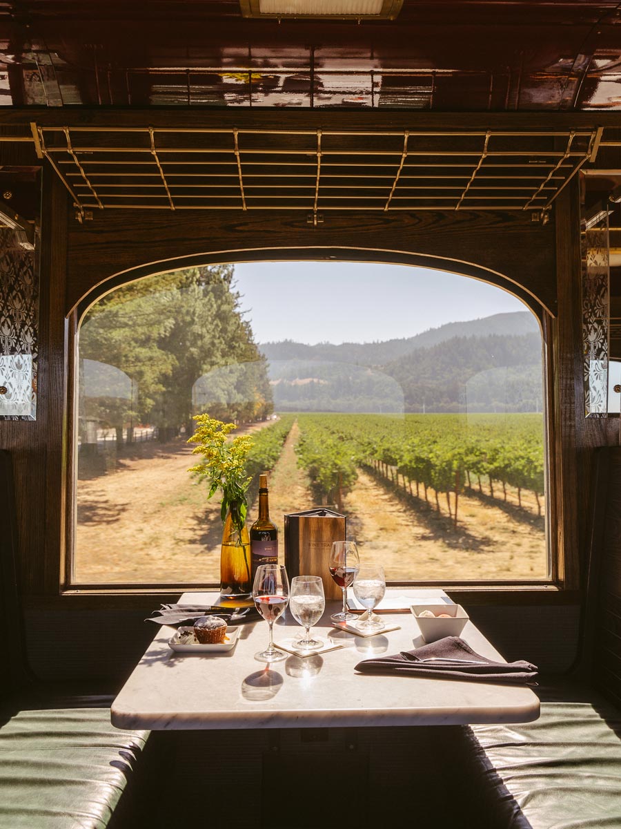 Napa Valley Wine Train Table And Vineyard